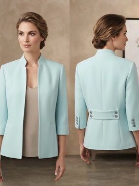 Preston & York Mint Open-Front Tailored Blazer